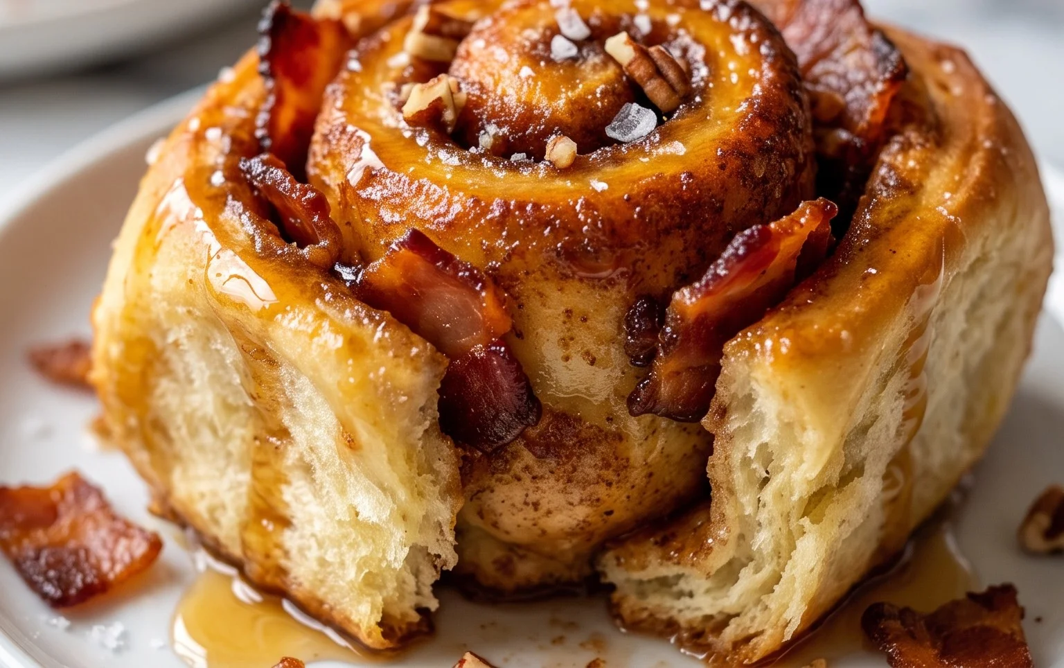 Easy Maple Beef Bacon Cinnamon Rolls