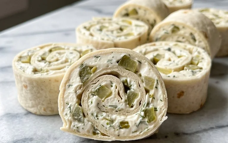 Tangy Pickle Dip Pinwheels- Crowd-Pleasing Appetizer